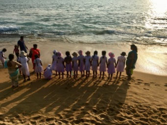 School group at Galle Face Green